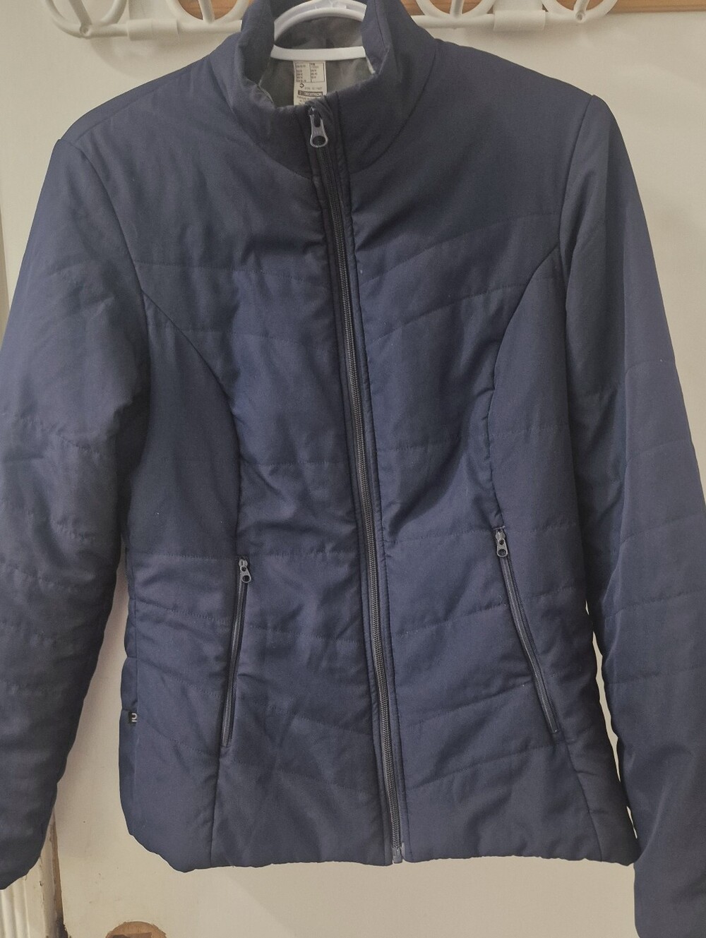 Women's Quilted Puffer Jacket in Navy - Lightweight Zip Front